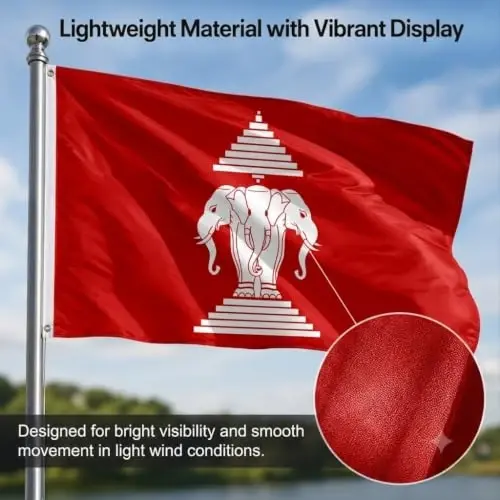DMSE Laos National Flag, 2ft x 3ft - Fade-Resistant Outdoor & Indoor Flag - Quad-Stitched Fly End & Heavy-Duty Brass Grommets (2ft x 3ft) - 6