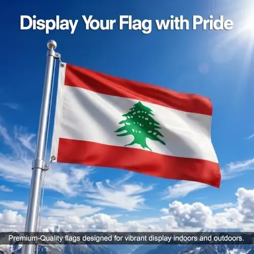DMSE Lebanon National Flag, 3ft x 5ft - Fade-Resistant Outdoor & Indoor Flag - Quad-Stitched Fly End & Heavy-Duty Brass Grommets (3ft x 5ft) - 2