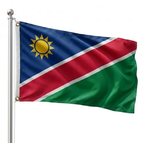 DMSE Namibia National Flag, 2ft x 3ft - Fade-Resistant Outdoor & Indoor Flag - Quad-Stitched Fly End & Heavy-Duty Brass Grommets (2ft x 3ft) - 1