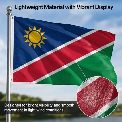 DMSE Namibia National Flag, 2ft x 3ft - Fade-Resistant Outdoor & Indoor Flag - Quad-Stitched Fly End & Heavy-Duty Brass Grommets (2ft x 3ft) - 6