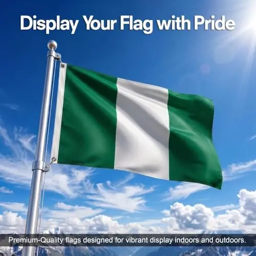 DMSE Nigeria National Flag, 3ft x 5ft - Fade-Resistant Outdoor & Indoor Flag - Quad-Stitched Fly End & Heavy-Duty Brass Grommets (3ft x 5ft) - 2