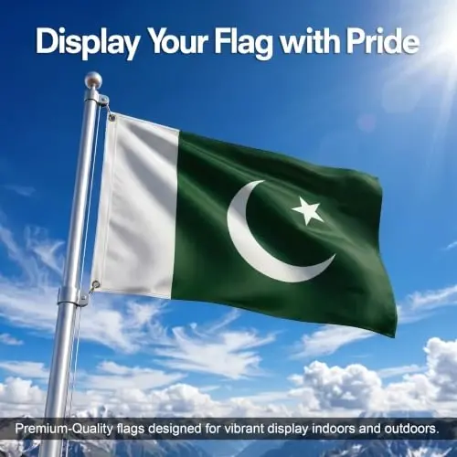 DMSE Pakistan National Flag, 2ft x 3ft - Fade-Resistant Outdoor & Indoor Flag - Quad-Stitched Fly End & Heavy-Duty Brass Grommets (2ft x 3ft) - 2