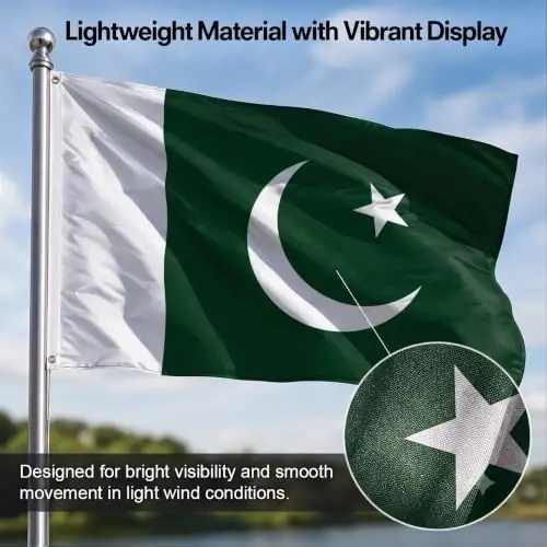 DMSE Pakistan National Flag, 2ft x 3ft - Fade-Resistant Outdoor & Indoor Flag - Quad-Stitched Fly End & Heavy-Duty Brass Grommets (2ft x 3ft) - 6