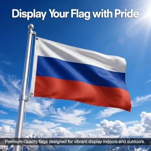 DMSE Russia National Flag, 3ft x 5ft - Fade-Resistant Outdoor & Indoor Flag - Quad-Stitched Fly End & Heavy-Duty Brass Grommets (3ft x 5ft) - DMSE Wholesale (1)