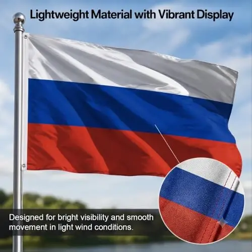 DMSE Russia National Flag, 3ft x 5ft - Fade-Resistant Outdoor & Indoor Flag - Quad-Stitched Fly End & Heavy-Duty Brass Grommets (3ft x 5ft) - 6