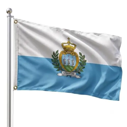 DMSE San Marino National Flag, 2ft x 3ft - Fade-Resistant Outdoor & Indoor Flag - Quad-Stitched Fly End & Heavy-Duty Brass Grommets (2ft x 3ft) - 1