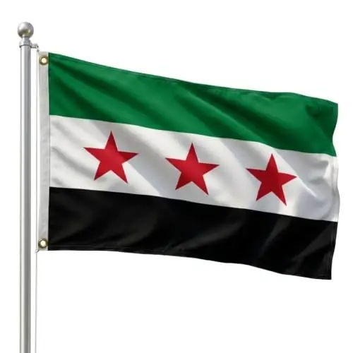 DMSE Syria National Flag, 3ft x 5ft - Fade-Resistant Outdoor & Indoor Flag - Quad-Stitched Fly End & Heavy-Duty Brass Grommets (3ft x 5ft) - 1