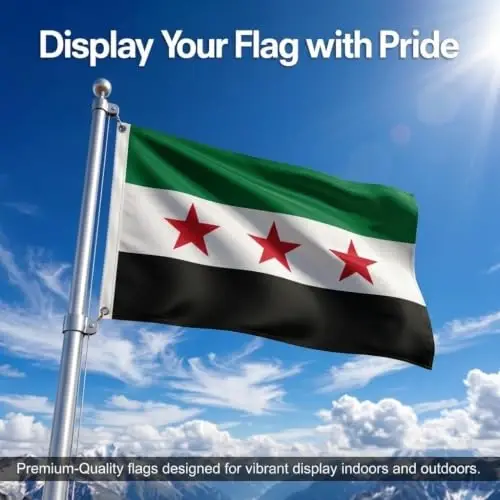 DMSE Syria National Flag, 3ft x 5ft - Fade-Resistant Outdoor & Indoor Flag - Quad-Stitched Fly End & Heavy-Duty Brass Grommets (3ft x 5ft) - 2