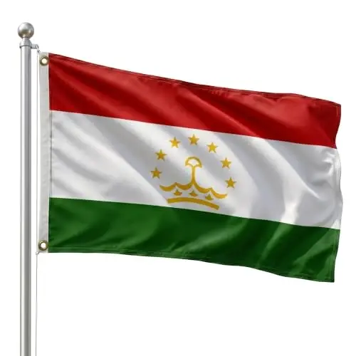 DMSE Tajikistan National Flag, 3ft x 5ft - Fade-Resistant Outdoor & Indoor Flag - Quad-Stitched Fly End & Heavy-Duty Brass Grommets (3ft x 5ft) - 1