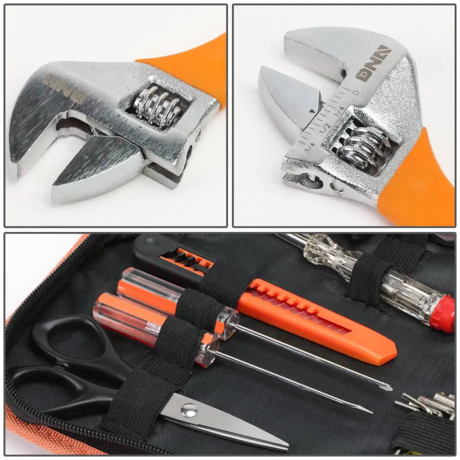 DNA Motoring TOOLS-00032 DNA MOTORING Apelsin 18 dona Protable Uy Ofis Ta'mirlash Asboblar to'plami Plier+ Sozlanishi mumkin bo'lgan kalit+Foydali pichoq+Olti burchakli kalitlar+Vida drayveri - 1