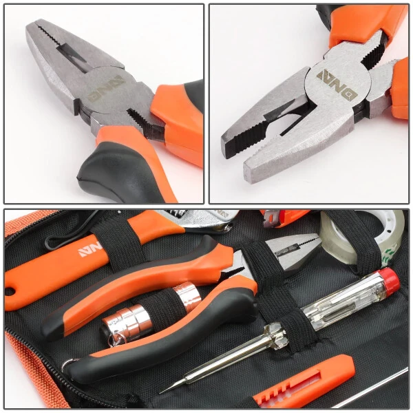 DNA Motoring TOOLS-00032 DNA MOTORING Apelsin 18 dona Protable Uy Ofis Ta'mirlash Asboblar to'plami Plier+ Sozlanishi mumkin bo'lgan kalit+Foydali pichoq+Olti burchakli kalitlar+Vida drayveri - DNA MOTORING (1)