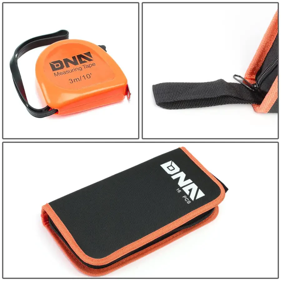 DNA Motoring TOOLS-00032 DNA MOTORING Apelsin 18 dona Protable Uy Ofis Ta'mirlash Asboblar to'plami Plier+ Sozlanishi mumkin bo'lgan kalit+Foydali pichoq+Olti burchakli kalitlar+Vida drayveri - 3