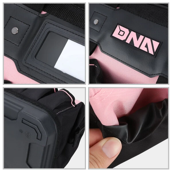 DNA Motoring TOOLS-00206 Pink 37 PCs Portable Tool Kit Household General Repair Water Pump Pliers Hacksaw Set Hand Tool Canvas Bag - 5