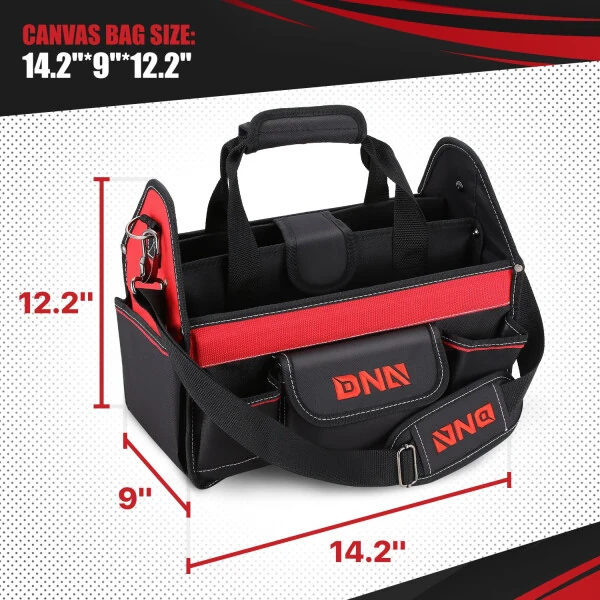 DNA Motoring TOOLS-00207 Red 21 PCs Portable Tool Kit Household General Repair Combination Pliers Adjustable Wrench Set Hand Tool Canvas Bag - 5