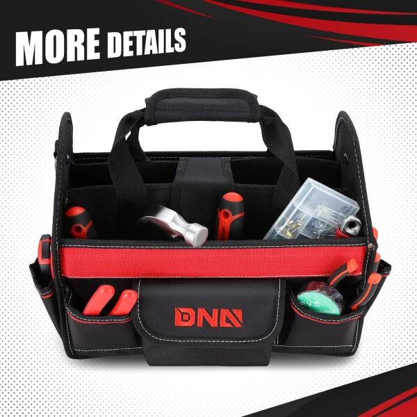 DNA Motoring TOOLS-00207 Red 21 PCs Portable Tool Kit Household General Repair Combination Pliers Adjustable Wrench Set Hand Tool Canvas Bag - 6