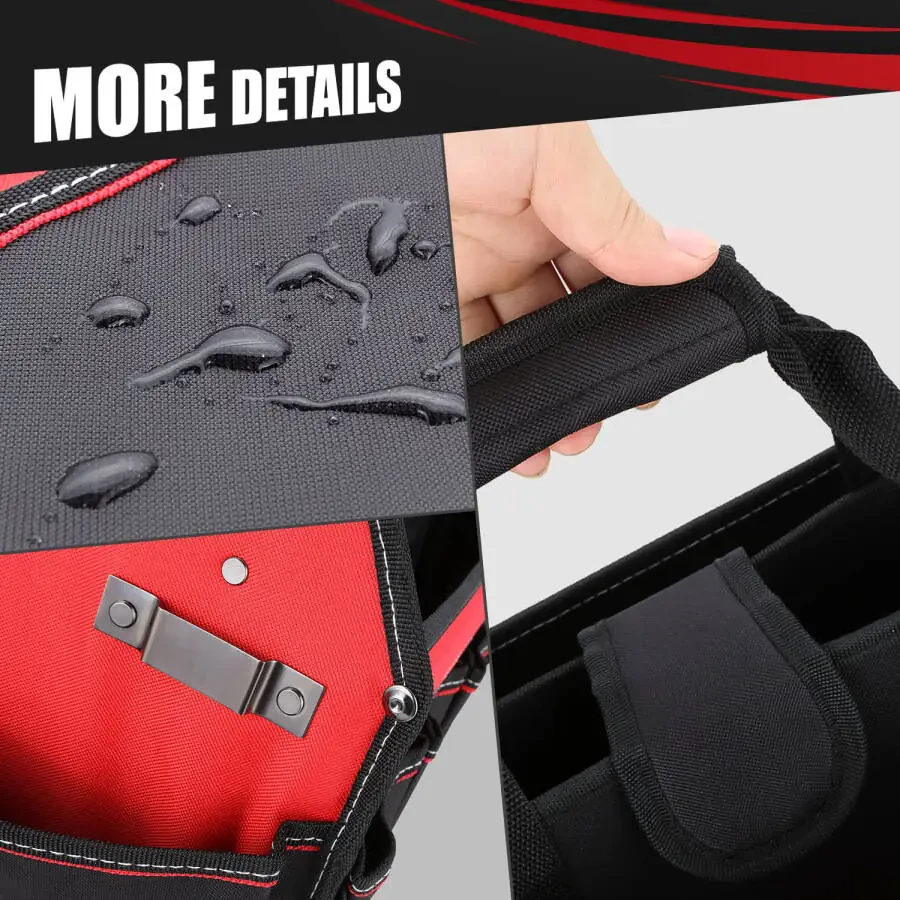 DNA Motoring TOOLS-00207 Red 21 PCs Portable Tool Kit Household General Repair Combination Pliers Adjustable Wrench Set Hand Tool Canvas Bag - 7