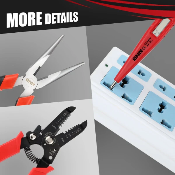 DNA Motoring TOOLS-00207 Qizil 21 dona Portativ Asboblar To'plami Uy-ro'zg'or Umumiy Ta'mirlash Kombinatsiyasi Pense Ayarlanadigan Kalit Sozlamalari Qo'l Asbobi Tuval Sumkasi - DNA MOTORING (1)