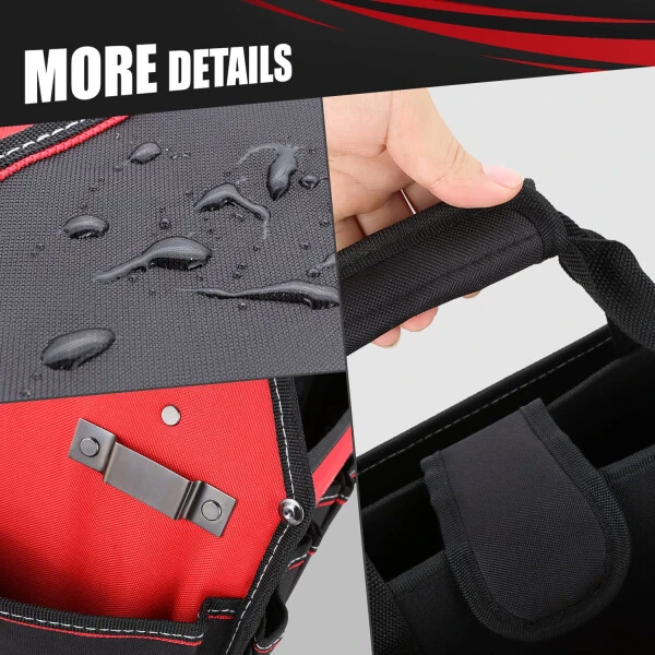 DNA Motoring TOOLS-00207 Red 21 PCs Portable Tool Kit Household General Repair Combination Pliers Adjustable Wrench Set Hand Tool Canvas Bag - 7
