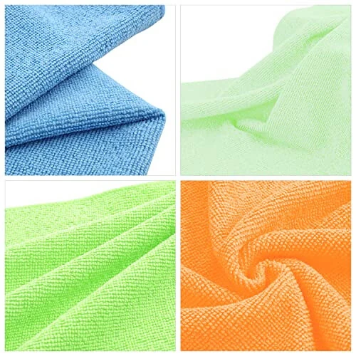 DNA MOTORING TOOLS-00258 Cleaning Towels Car Washing Microfiber Cloth for Auto Detailing Home Kitchen, 12x16 Inch, Yellow, Orange, Blue, Green, Pack of 24 - 5