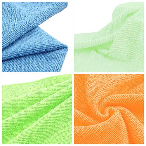 DNA MOTORING TOOLS-00258 Cleaning Towels Car Washing Microfiber Cloth for Auto Detailing Home Kitchen, 12x16 Inch, Yellow, Orange, Blue, Green,Pack of 24 - 5