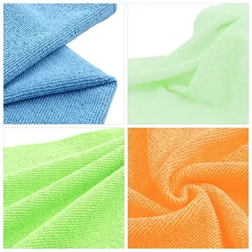DNA MOTORING TOOLS-00260 Cleaning Towels Car Washing Microfiber Cloth for Auto Detailing Home Kitchen, 12x16 Inch, Yellow, Orange, Blue, Green, Pack of 48 - 5