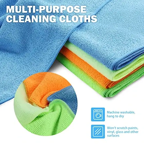 DNA MOTORING TOOLS-00260 Cleaning Towels Car Washing Microfiber Cloth for Auto Detailing Home Kitchen, 12x16 Inch, Yellow, Orange, Blue, Green, Pack of 48 - DNA MOTORING (1)