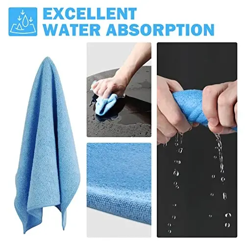 DNA MOTORING TOOLS-00260 Cleaning Towels Car Washing Microfiber Cloth for Auto Detailing Home Kitchen, 12x16 Inch, Yellow, Orange, Blue, Green, Pack of 48 - 3