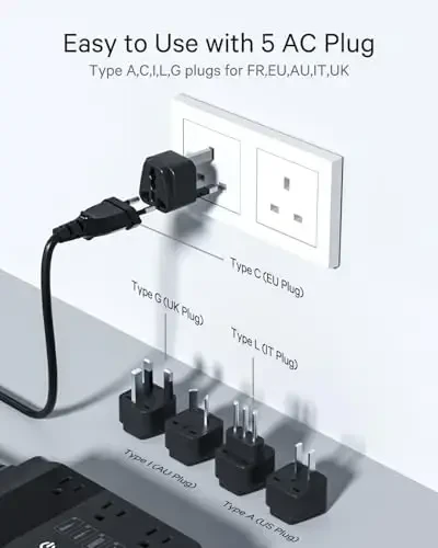 DOACE 220v to 110v Voltage Converter for European Travel: Max 500W Pure Sine Wave Voltage Converter US to Europe - 220 to 110 International Power Adapter Plug Combo Step Down Transformer Black - 5