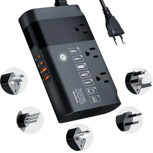 DOACE 220v to 110v Voltage Converter for European Travel: Max 500W Pure Sine Wave Voltage Converter US to Europe - 220 to 110 International Power Adapter Plug Combo Step Down Transformer Black - DOACE
