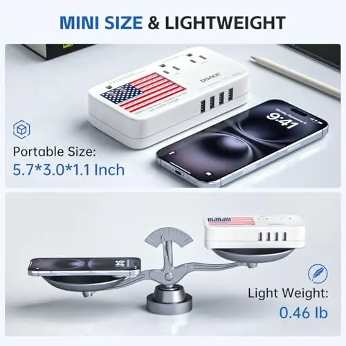 Upgraded 2200W 220V to 110V Converter for European Travel, Voltage Converter US to Europe for Hair Dryer Straightener Curling Iron, 2300W Power Adapter with USB for Laptop Tablet Camera Cell Phone - 5