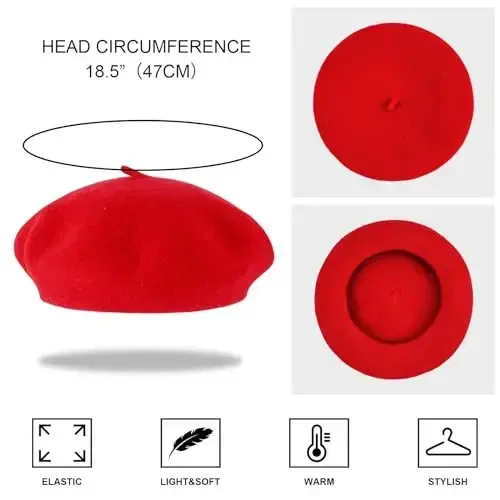 DOCILA Beret Hats for Women Fashion Wool French Beret Chic Paris Cabbie Artist/Painter Caps - 6