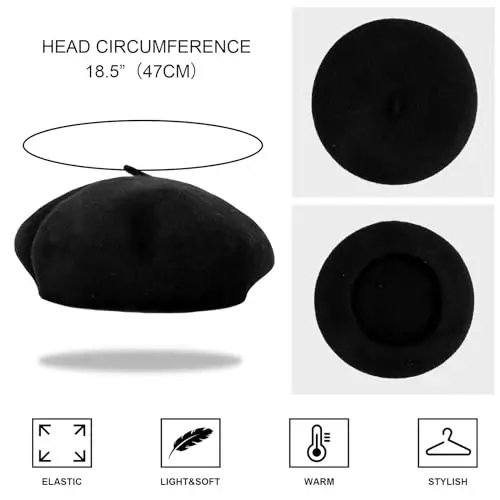 DOCILA Beret Hats for Women Fashion Wool French Beret Chic Paris Cabbie Artist/Painter Caps - 6