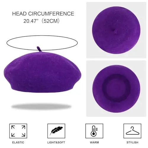 DOCILA Beret Hats for Women Fashion Wool French Beret Chic Paris Cabbie Artist/Painter Caps - 6