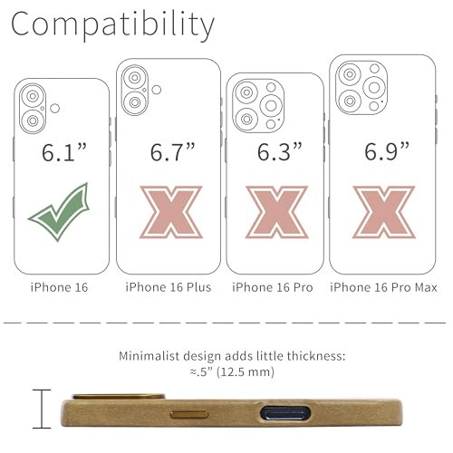 Dockem Genuine Leather Case for iPhone 16, Compatible with MagSafe (MSGL, Light Brown) - 3