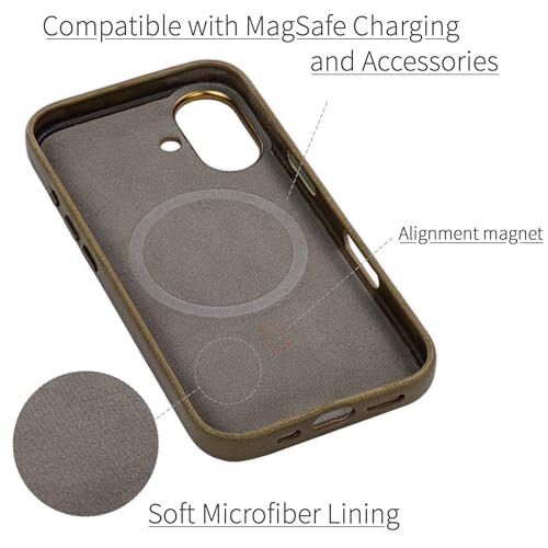 Dockem Genuine Leather Case for iPhone 16, Compatible with MagSafe (MSGL, Light Brown) - 5