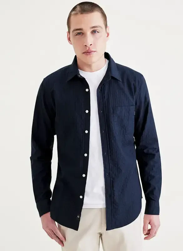 Dockers Slim Fit Ko'ylak Yoqa To'q ko'k Erkaklar Ko'ylagi A1114-0096 - DOCKERS