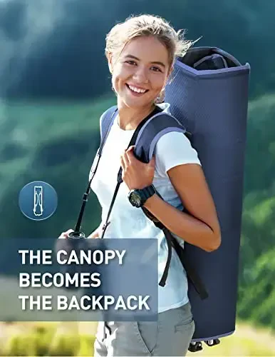 Docusvect Beach Chair with Canopy Shade and Fan – 360° Rotatable & 3-Speed Airflow, Camping Chair with Canopy and Powerful & Quiet Fan, Cup Holder, Side Pocket – Supports 330 LBS - 4