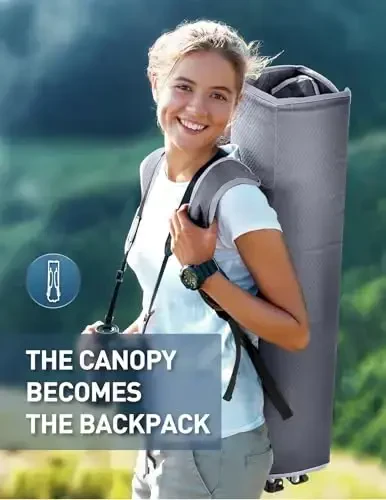 Docusvect Folding Camping Chair with Shade Canopy for Adults, Canopy Chair for Outdoors Sports with Cup Holder, Side Pocket for Camp, Beach, Tailgates, Fishing - Support 330 LBS - 3