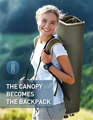 Docusvect Folding Camping Chair with Shade Canopy for Adults, Canopy Chair for Outdoors Sports with Cup Holder, Side Pocket for Camp, Beach, Tailgates, Fishing - Support 330 LBS - 3