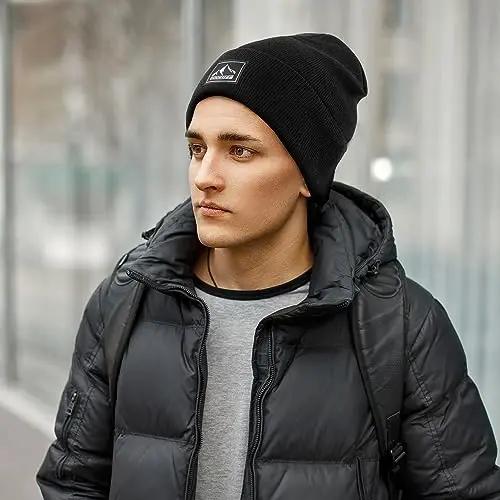 DOCVIT Knit Cuffed Beanie Warm Winter Hats Unisex Skull Knit Cap Fashion Erkaklar va Ayollar uchun Qishki Shlyapa - 6
