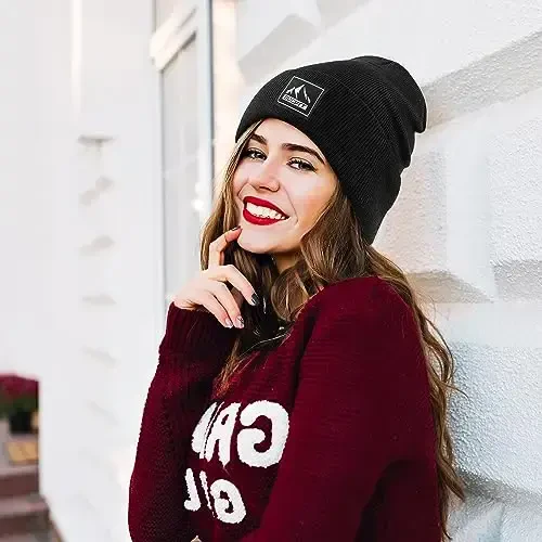 DOCVIT Knit Cuffed Beanie Warm Winter Hats Unisex Skull Knit Cap Fashion Erkaklar va Ayollar uchun Qishki Shlyapa - 5