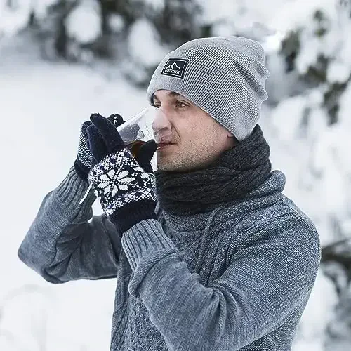 DOCVIT Knit Cuffed Beanie Warm Winter Hats Unisex Skull Knit Cap Fashion Ski Hat for Men and Women - 4