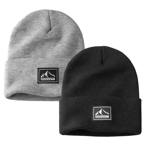 DOCVIT Knit Cuffed Beanie Warm Winter Hats Unisex Skull Knit Cap Fashion Ski Hat for Men and Women - 1