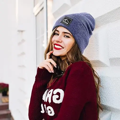 DOCVIT Knit Cuffed Beanie Warm Winter Hats Unisex Skull Knit Cap Fashion Ski Hat for Men and Women - 6