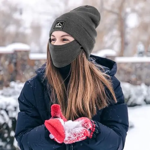DOCVIT Triko Manshetli Beanie Issiq Qishki Shlyapalar Unisex Bosh Suyagi Triko Shlyapa Erkaklar va Ayollar uchun Moda Ski Shlyapasi - 4