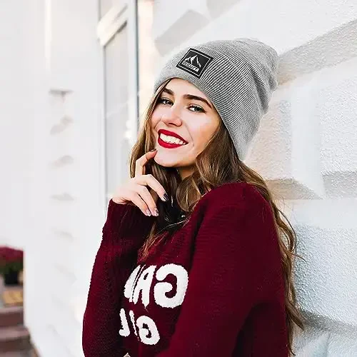 DOCVIT трикотажный шапка с манжетами, теплые зимние шапки, унисекс вязаная шапка-бини, модная лыжная шапка для мужчин и женщин - 6