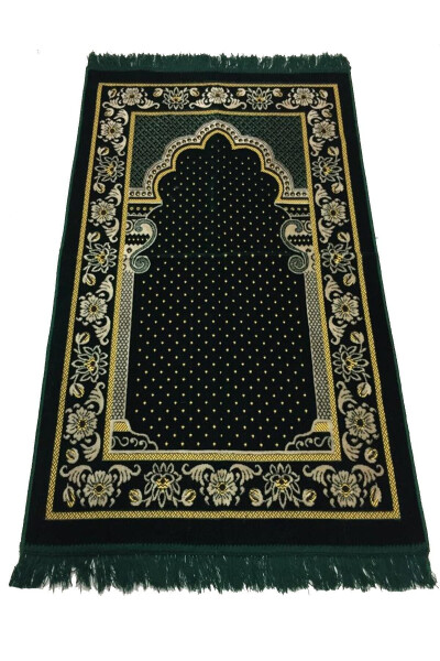 Dodya Lux Green Velvet Prayer Rug - 1