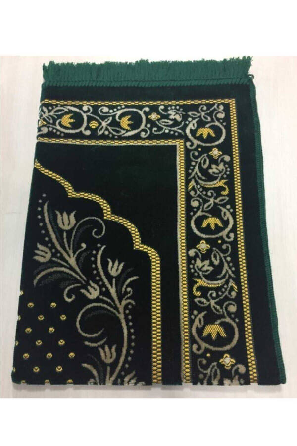 Dodya Lux Green Velvet Prayer Rug - 4