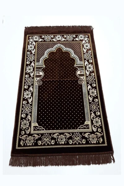 Dodya Velvet Prayer Rug Luxury-brown - DOKUMACI