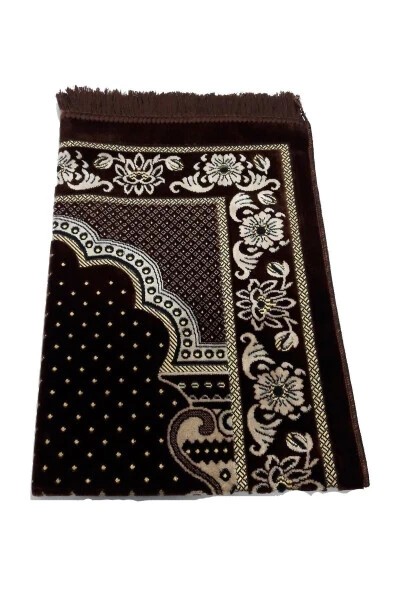Dodya Velvet Prayer Rug Luxury-brown - DOKUMACI (1)